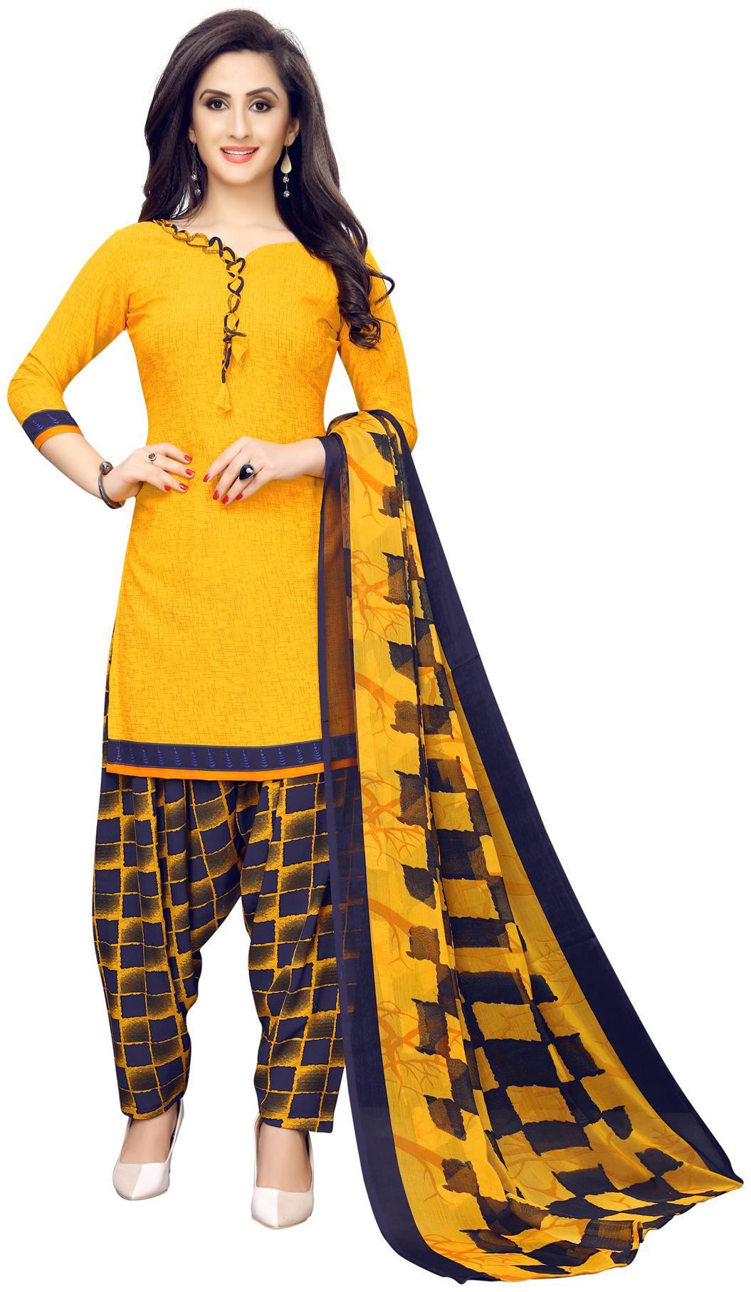 

Swaron Yellow Unstitched Kurta with bottom dupatta With dupatta Dress Material