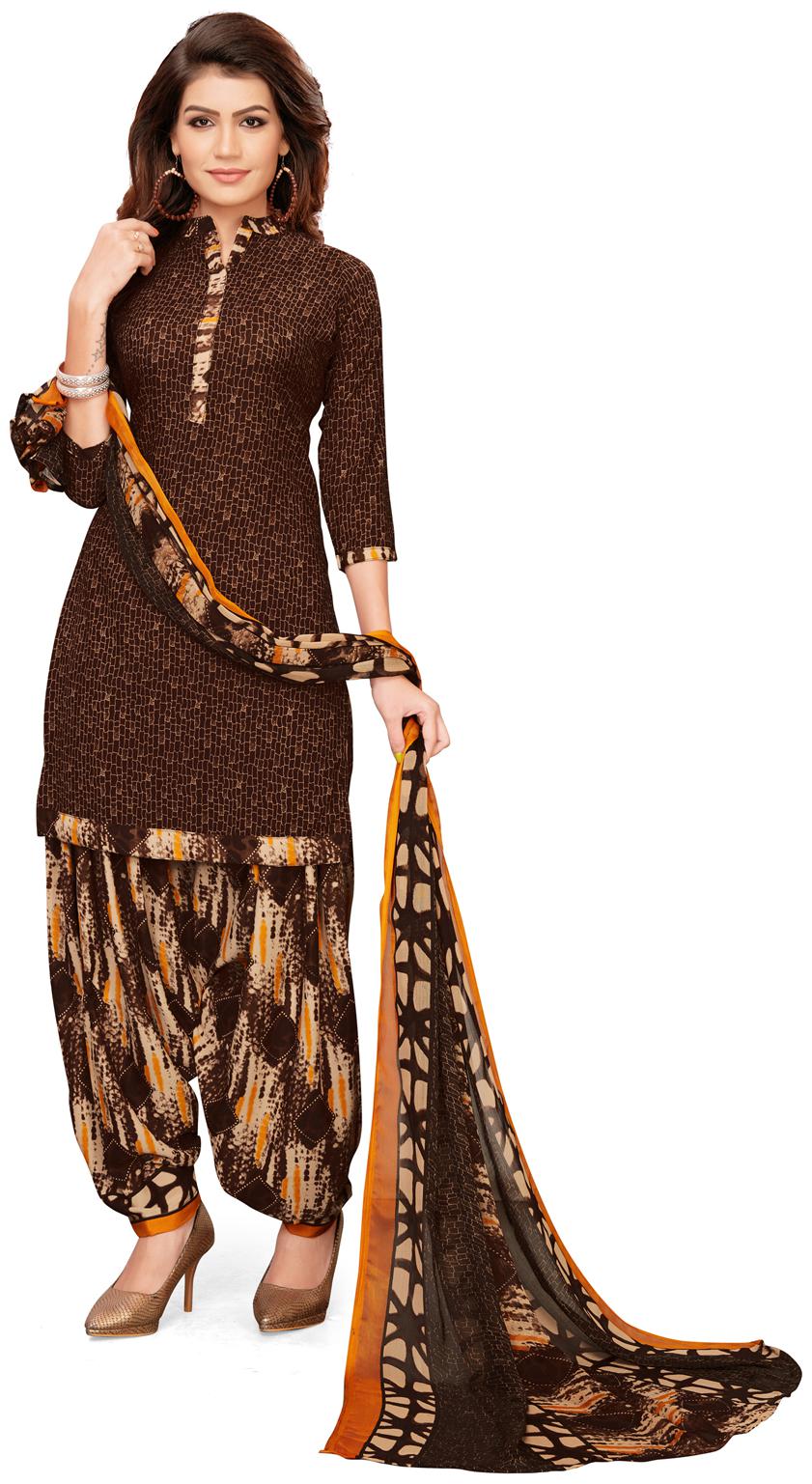 

Swaron Brown Unstitched Kurta with bottom dupatta With dupatta Dress Material