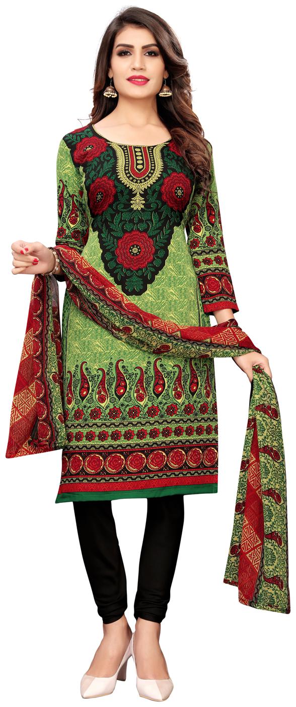 

Swaron Green Unstitched Kurta with bottom dupatta With dupatta Dress Material