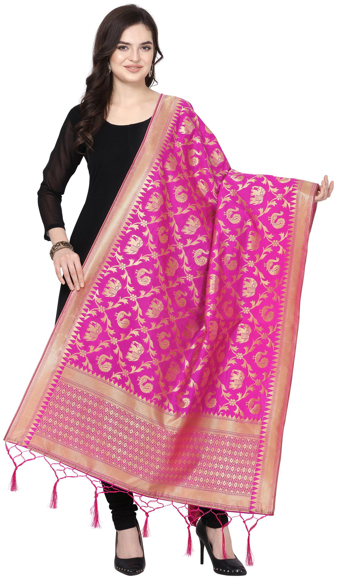

Swaron Women Silk Dupatta Pink