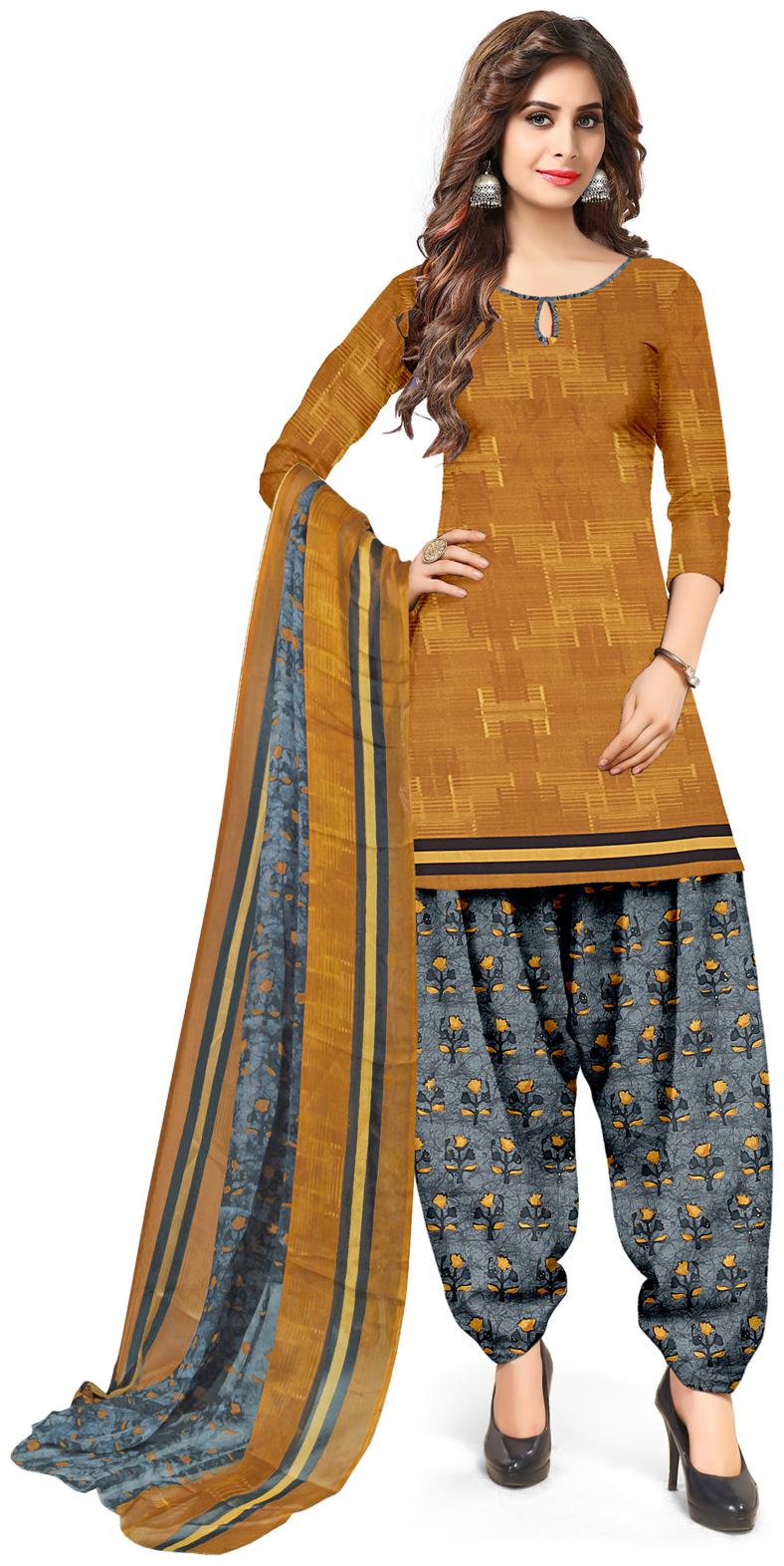

Swaron Beige Unstitched Kurta with bottom dupatta With dupatta Dress Material