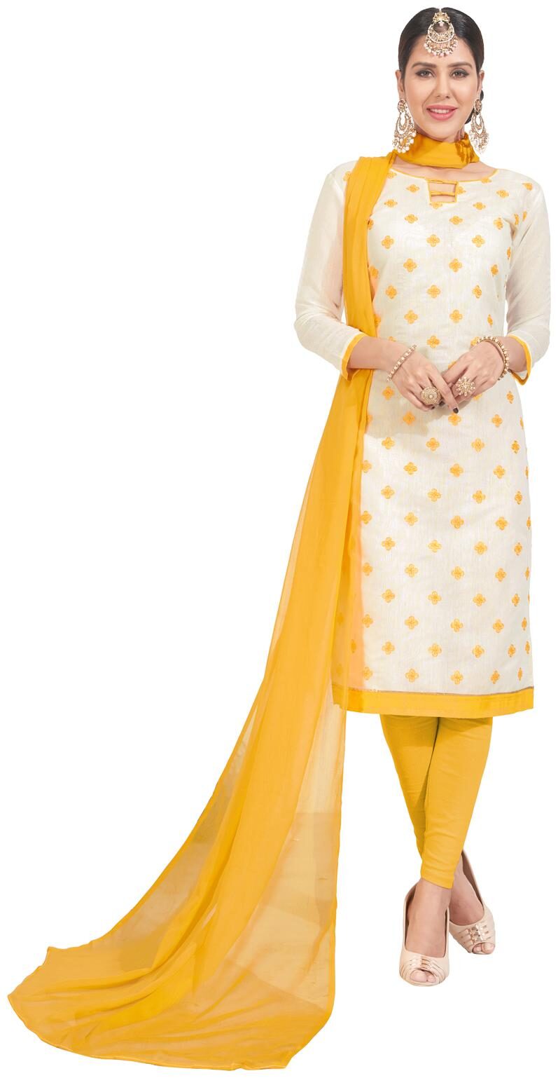 

Swaron Off white Unstitched Kurta with bottom dupatta With dupatta Dress Material