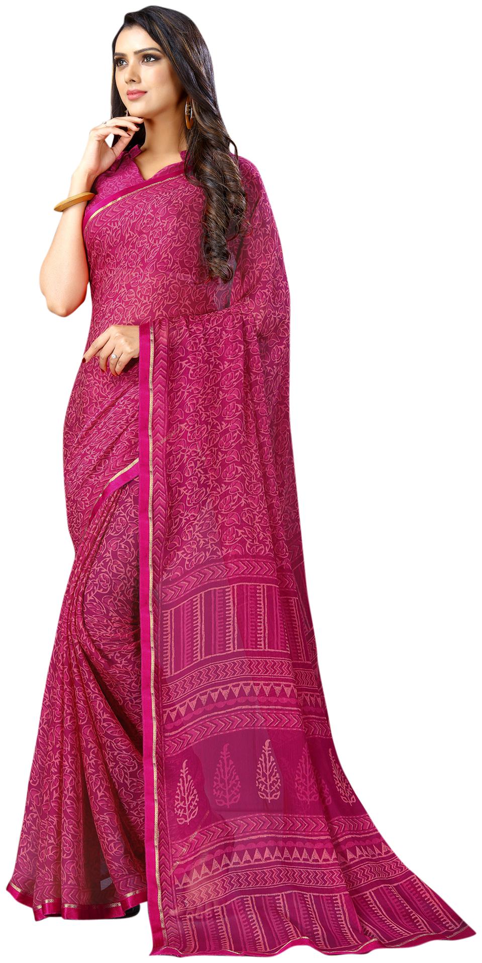 

Swaron Women Chiffon Purple Regular Saree With Blouse