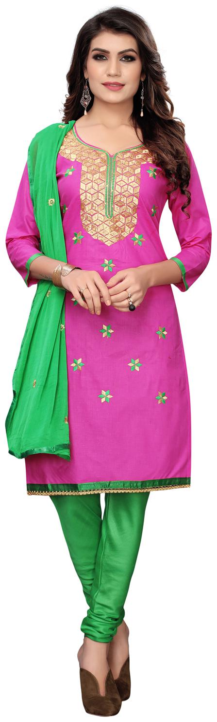 

Swaron Pink Unstitched Kurta with bottom dupatta With dupatta Dress Material