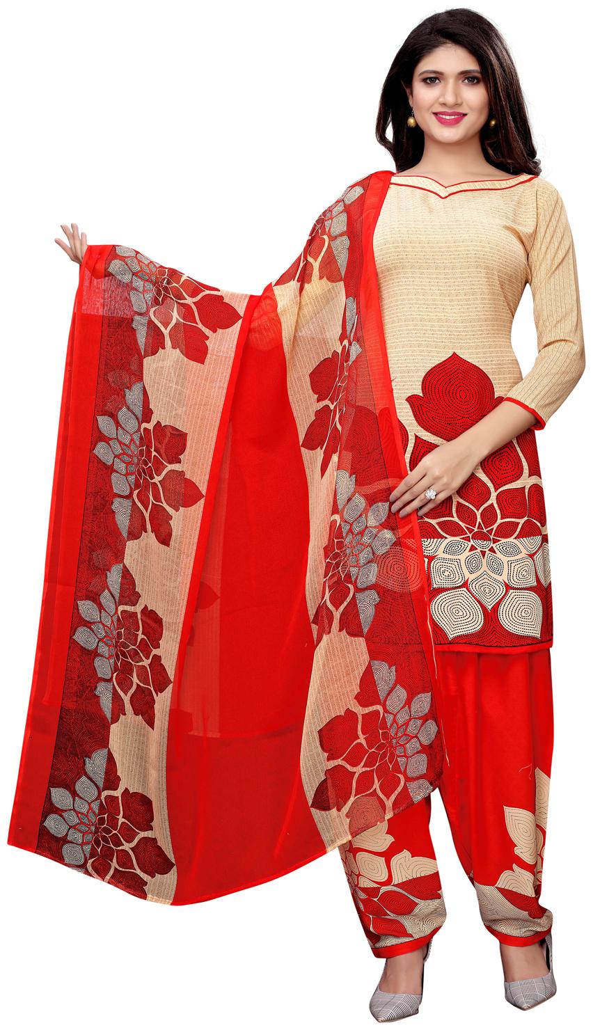 

Swaron Beige Unstitched Kurta with bottom dupatta With dupatta Dress Material