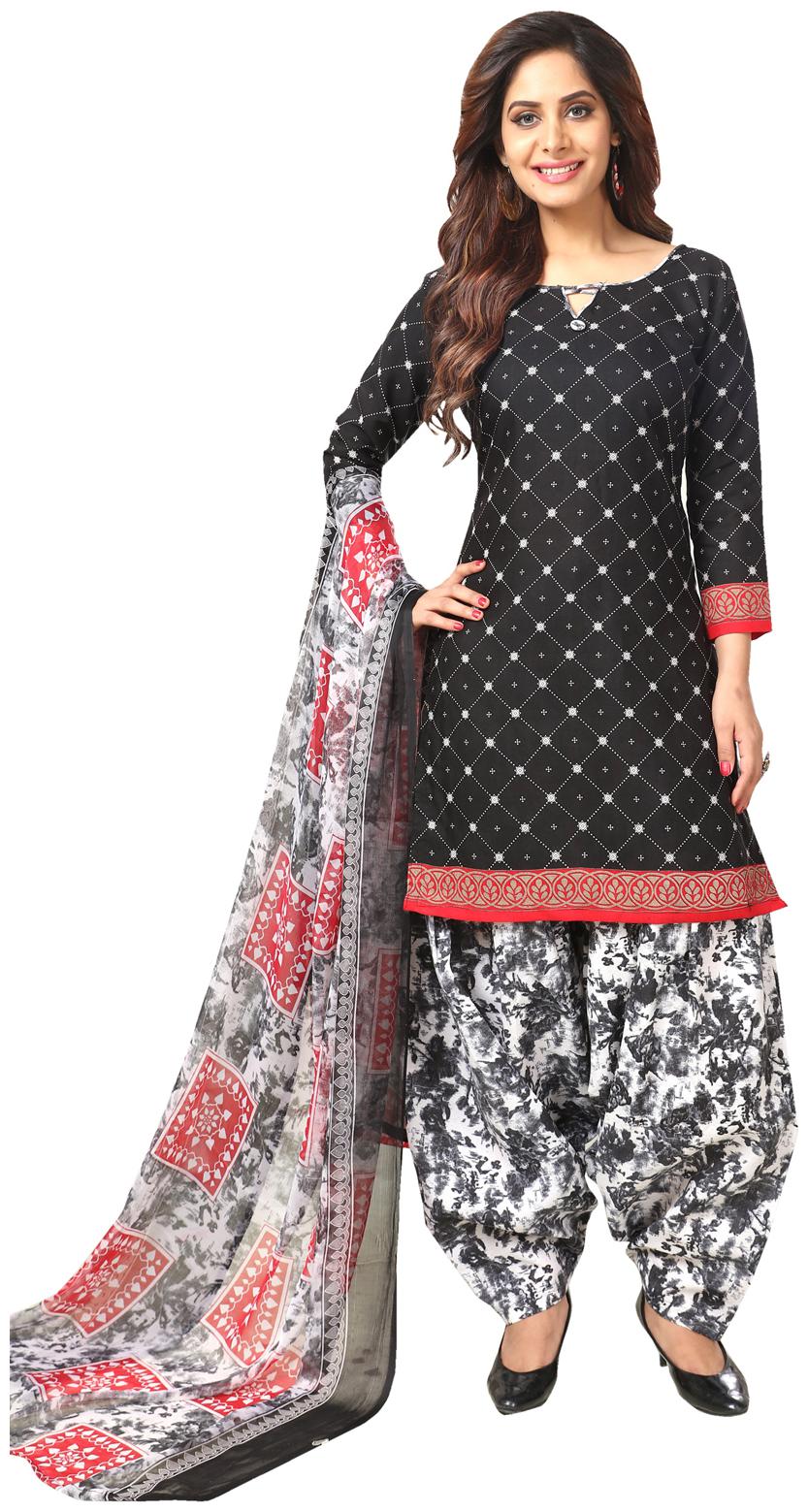 

Swaron Black Unstitched Kurta with bottom dupatta With dupatta Dress Material