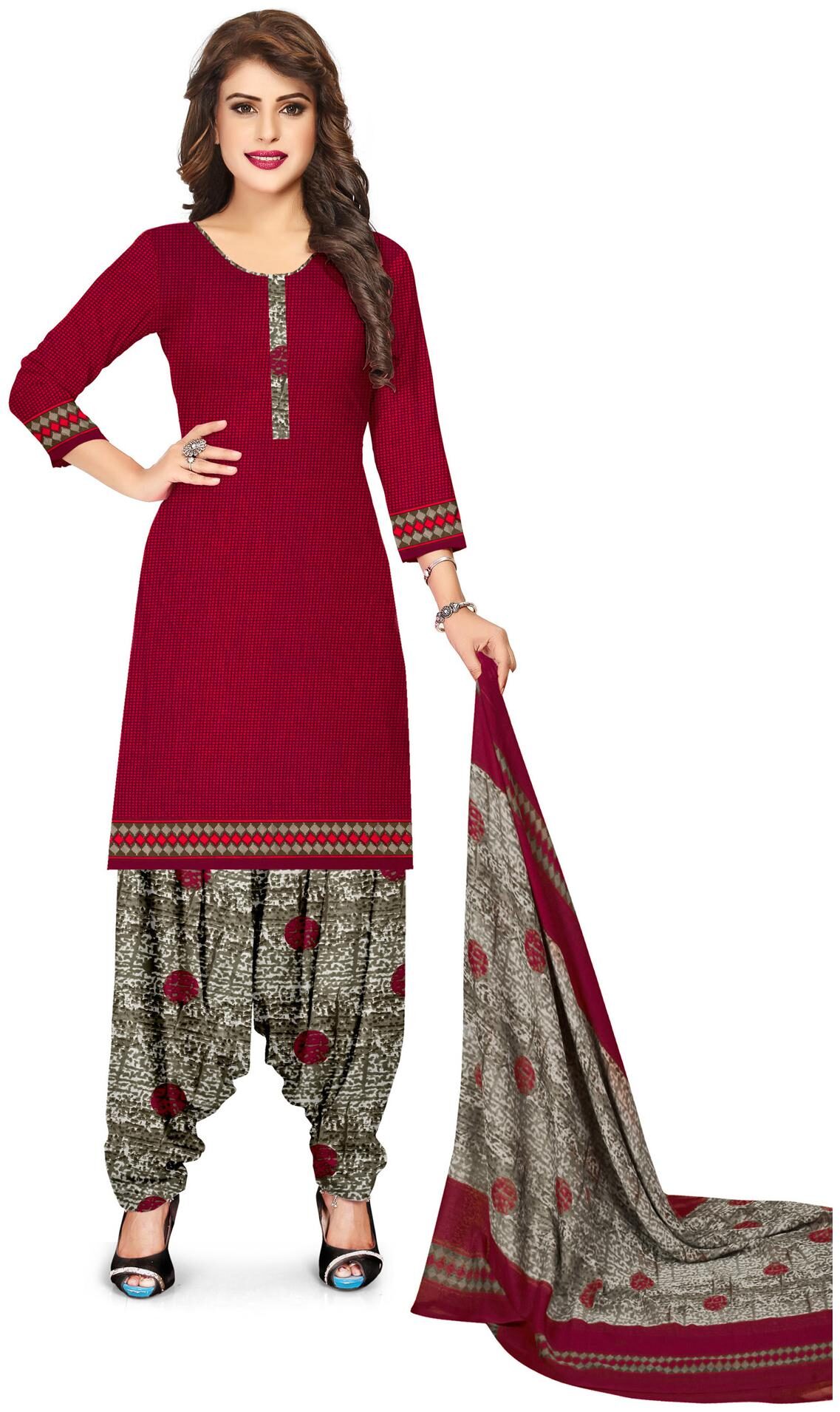 

Swaron Women Silk Blend Wine Dress Material
