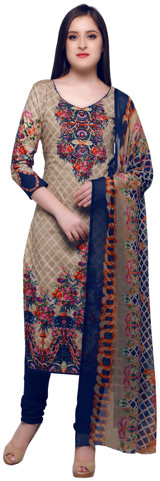 

Swaron Beige Unstitched Kurta with bottom dupatta With dupatta Dress Material