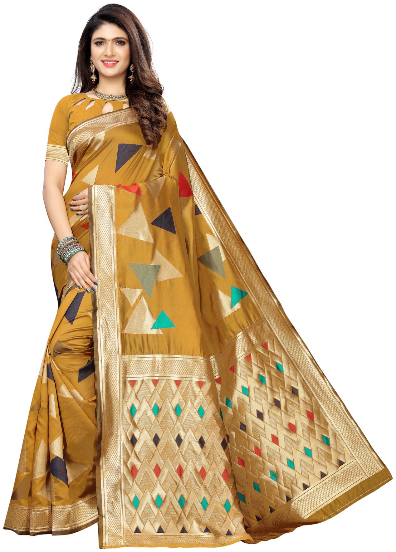 

Swaron Women Silk Woven Saree Yellow
