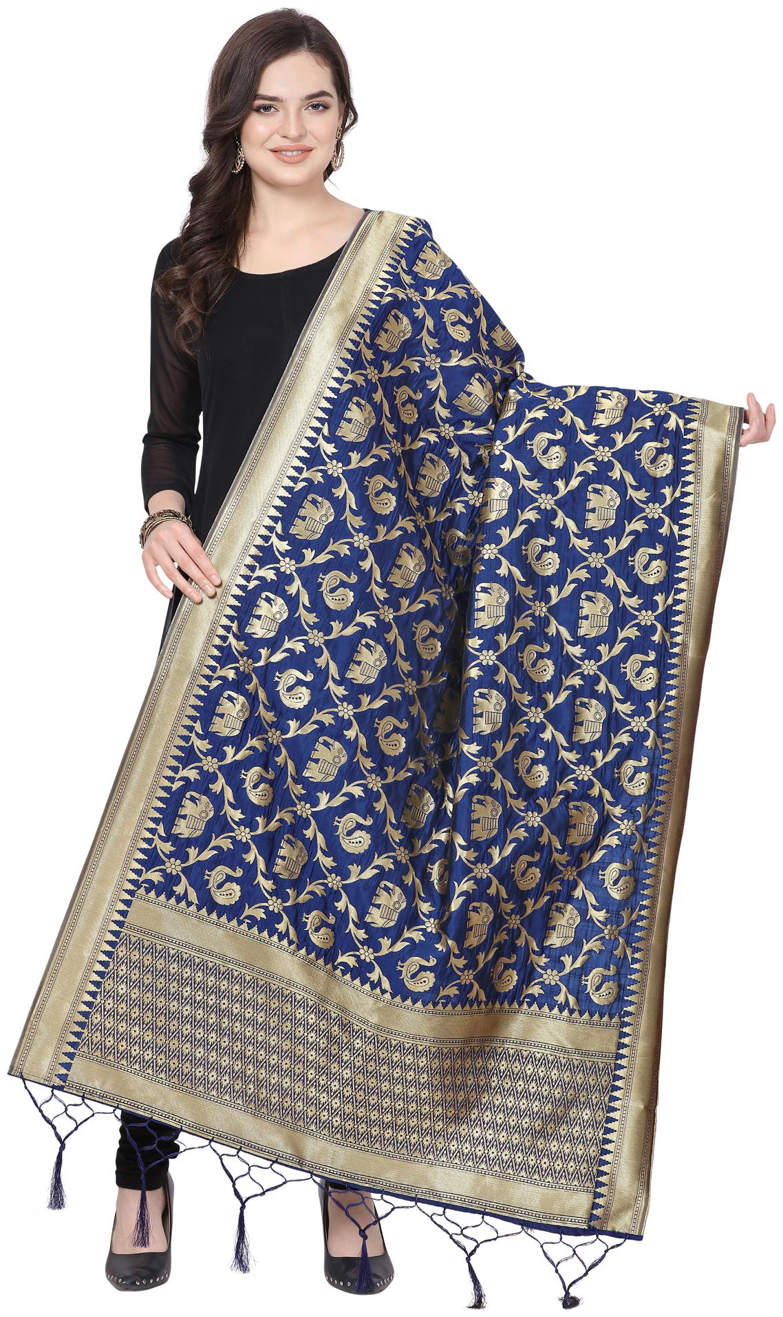 

Swaron Women Silk Dupatta Blue