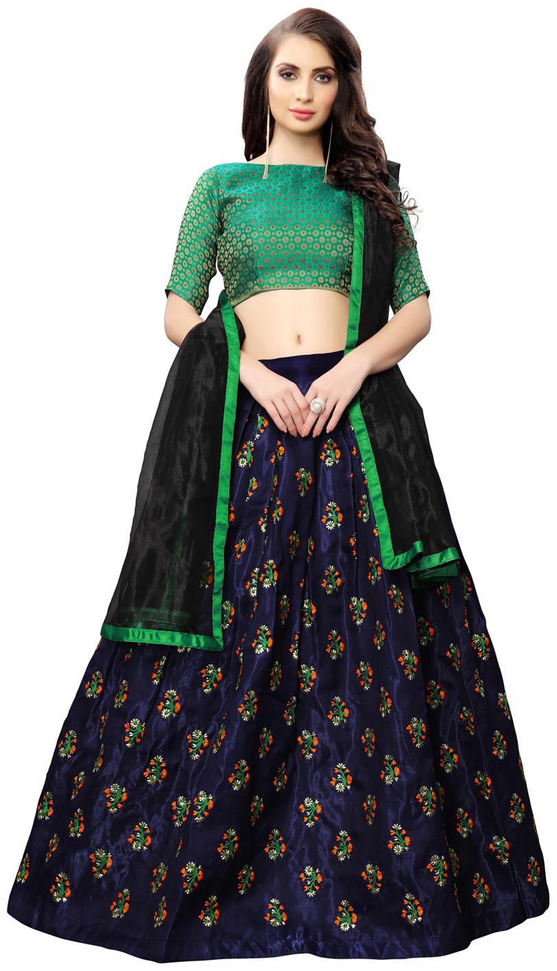 

Swaron Women Satin Lehenga Choli Blue