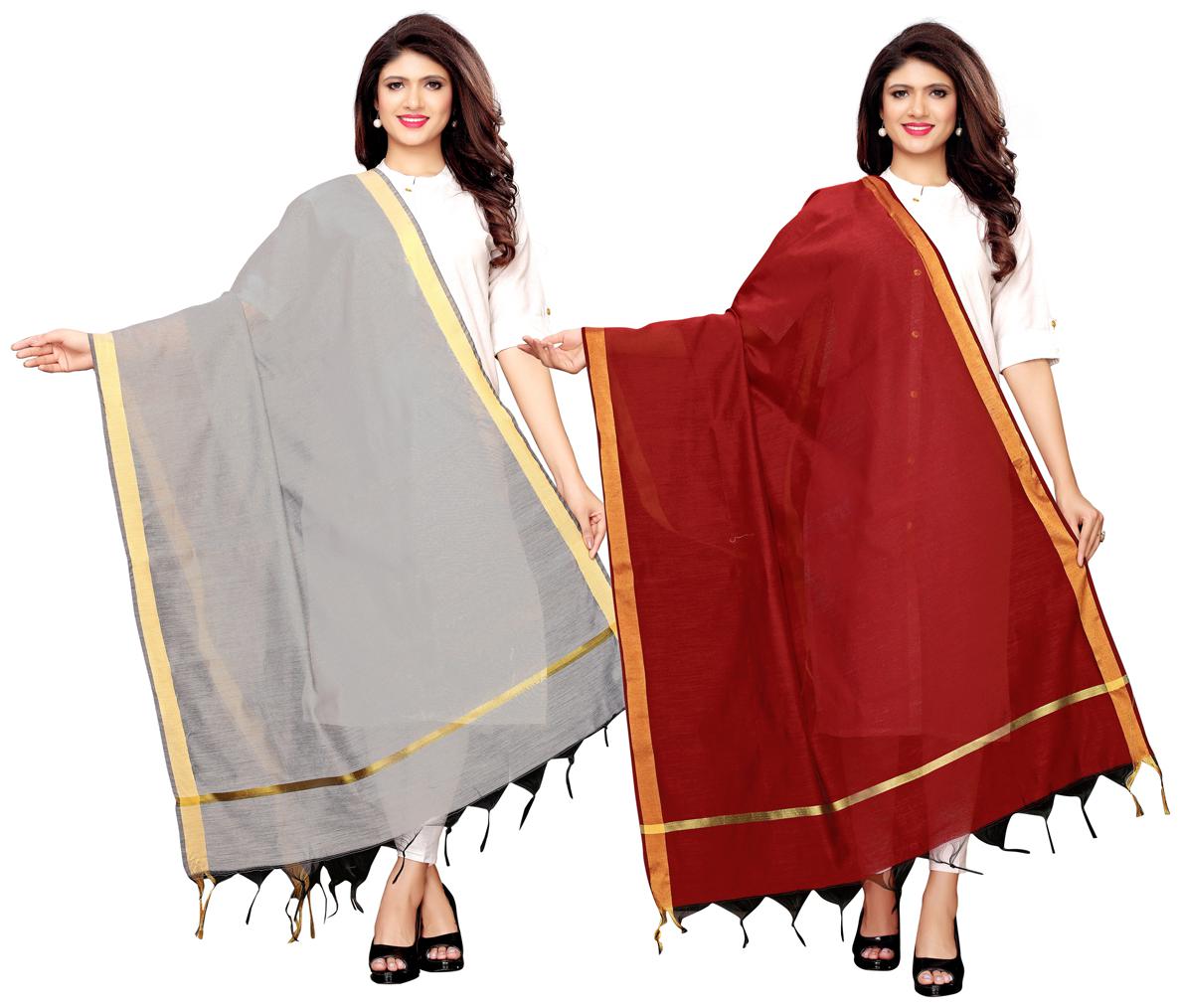 

Swaron Women Blended Solid Dupatta Grey