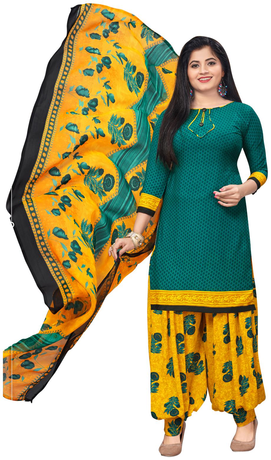 

Swaron Turquoise Unstitched Kurta with bottom dupatta With dupatta Dress Material