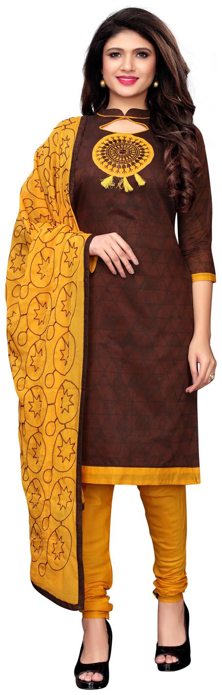 

Swaron Brown Unstitched Kurta with bottom dupatta With dupatta Dress Material