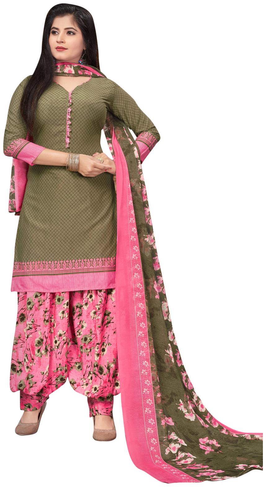 

Swaron Green Unstitched Kurta with bottom dupatta With dupatta Dress Material