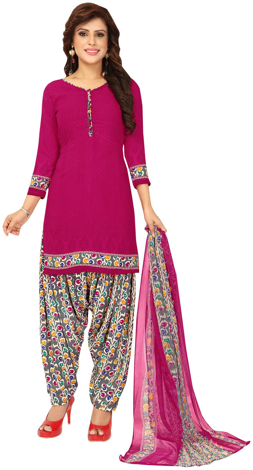 

Swaron Pink Unstitched Kurta with bottom dupatta With dupatta Dress Material