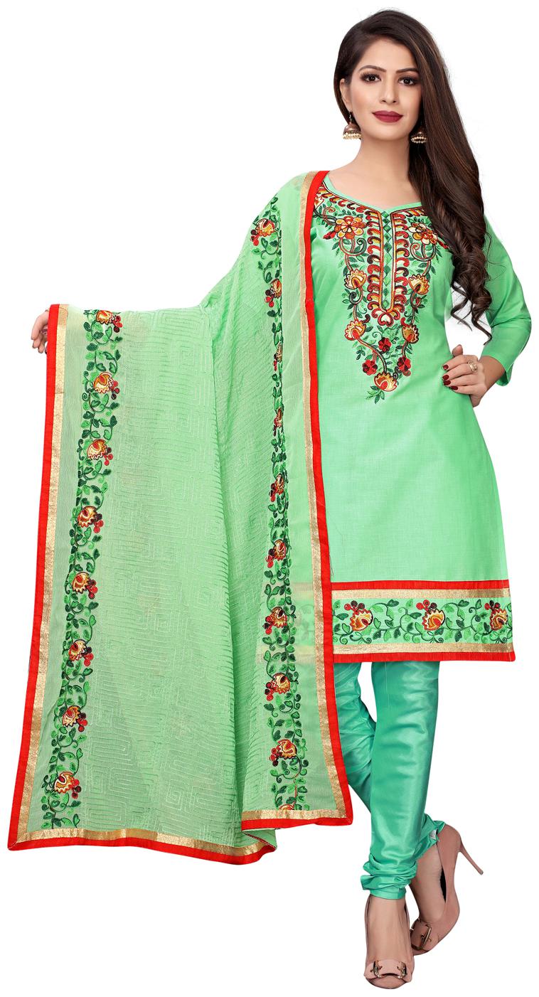 

Swaron Green Unstitched Kurta with bottom dupatta With dupatta Dress Material