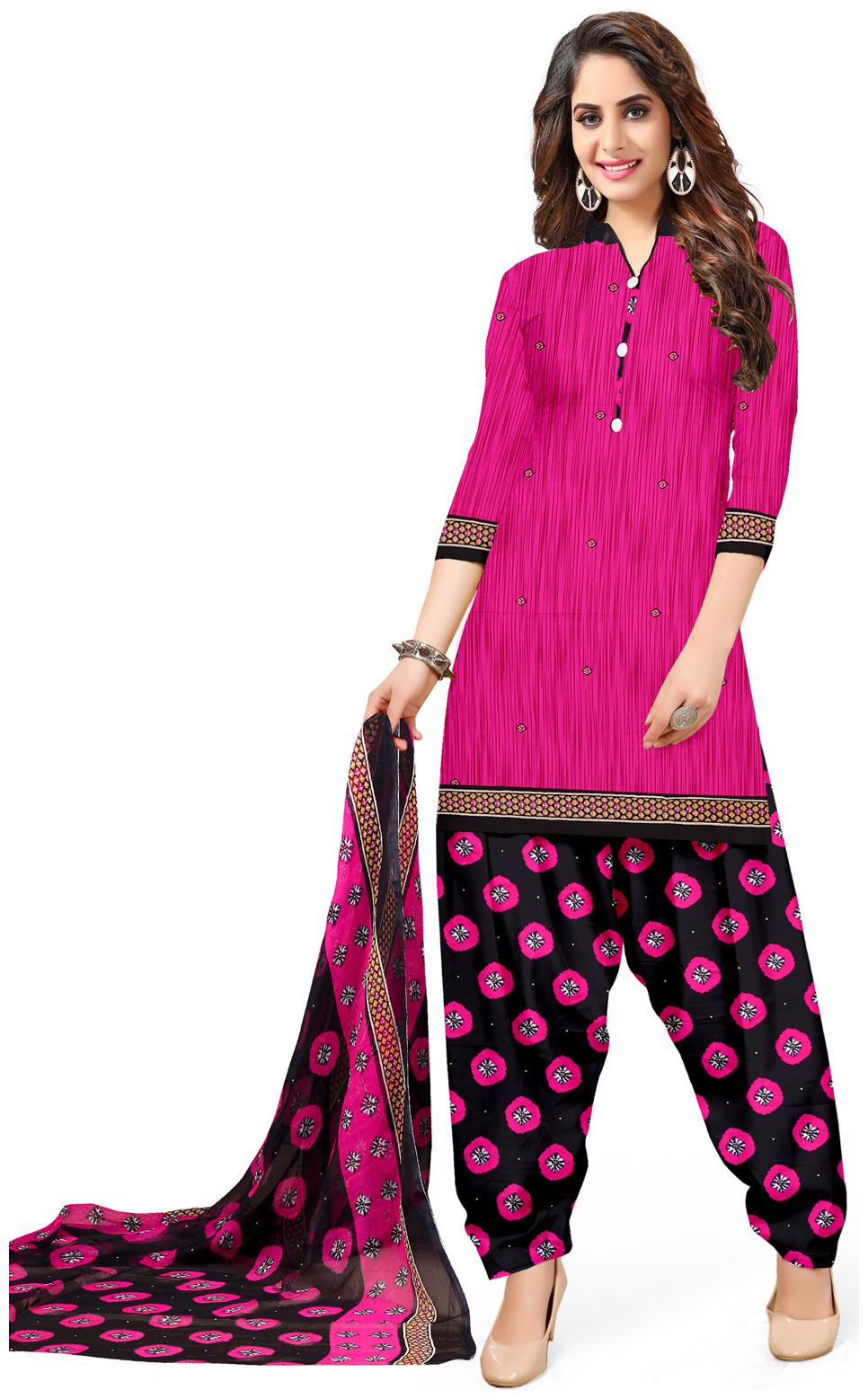

Swaron Pink Unstitched Kurta with bottom dupatta With dupatta Dress Material