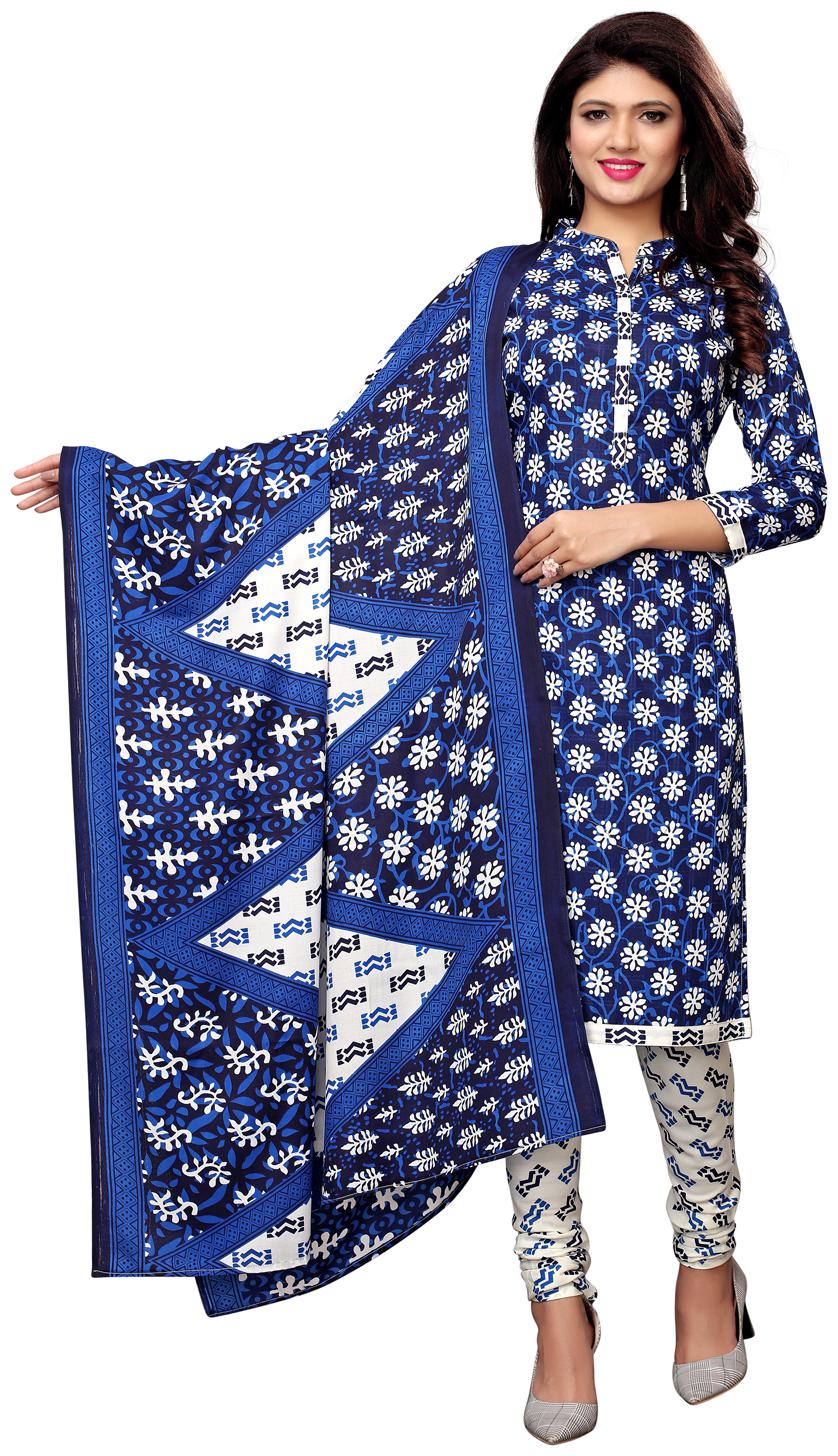 

Swaron Blue Unstitched Kurta with bottom dupatta With dupatta Dress Material