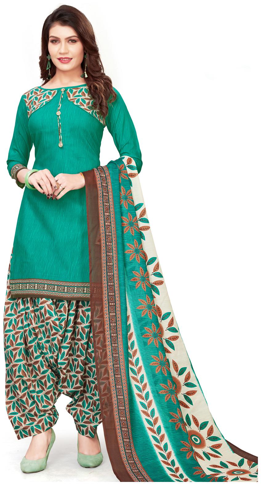 

Swaron Green Unstitched Kurta with bottom dupatta With dupatta Dress Material