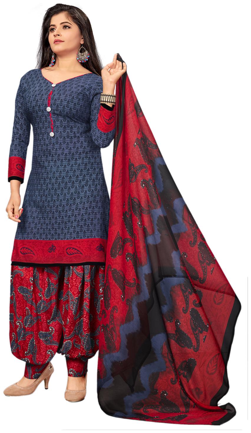 

Swaron Grey Unstitched Kurta with bottom dupatta With dupatta Dress Material
