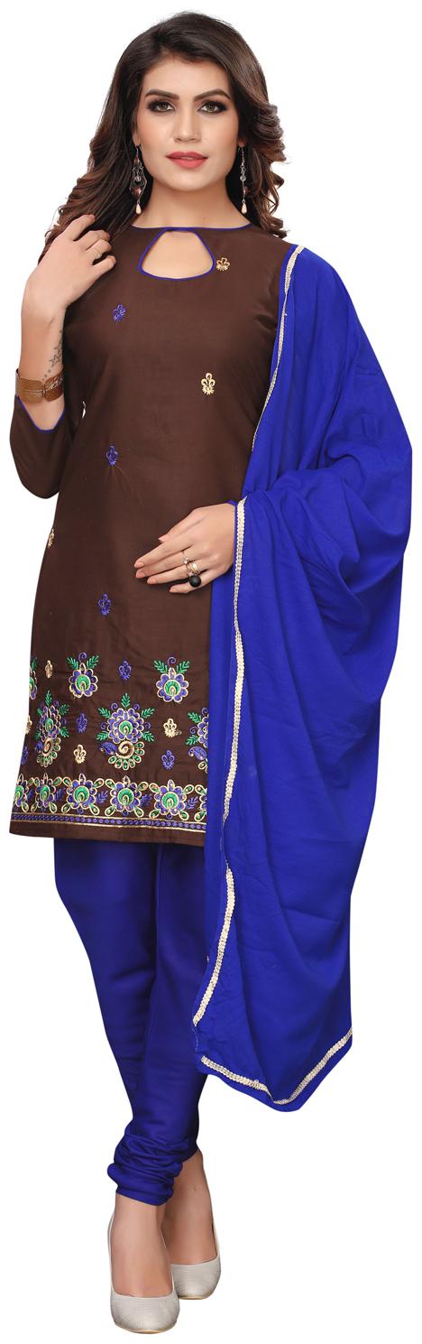 

Swaron Brown Unstitched Kurta with bottom dupatta With dupatta Dress Material