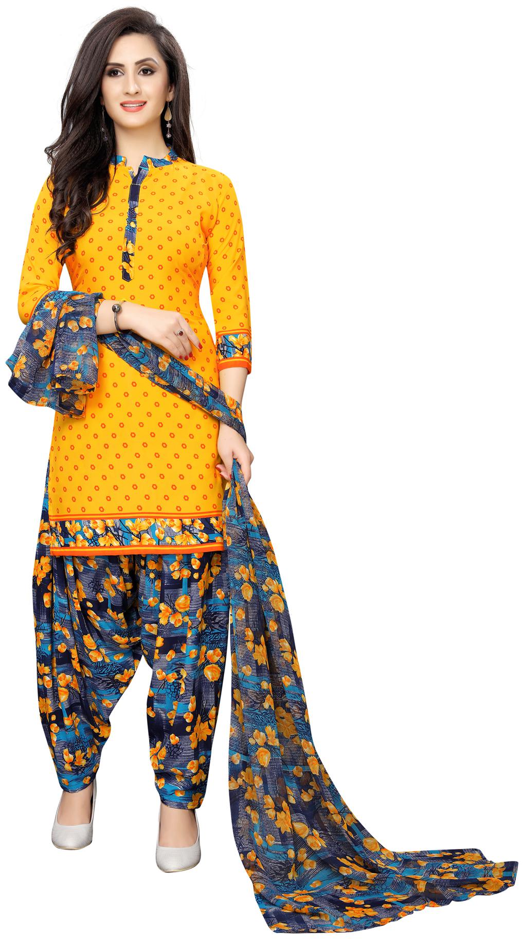 

Swaron Yellow Unstitched Kurta with bottom dupatta With dupatta Dress Material