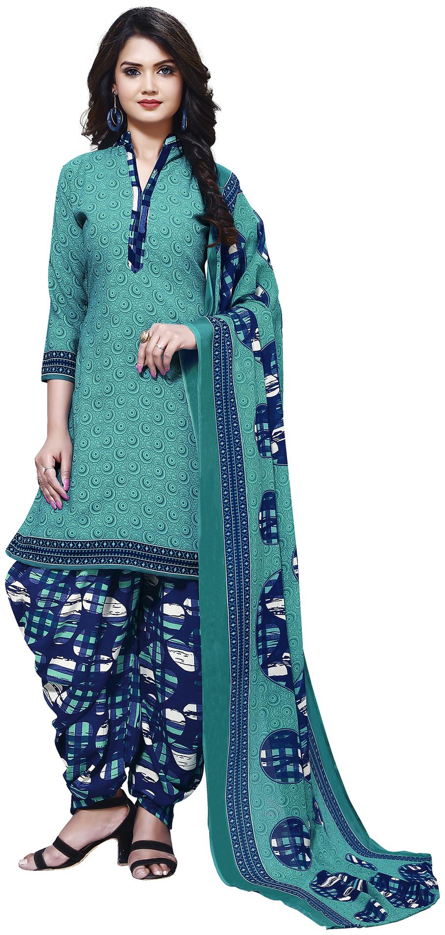 

Swaron Blue Unstitched Kurta with bottom dupatta With dupatta Dress Material