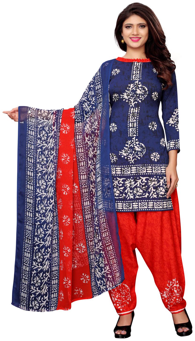 

Swaron Navy blue Unstitched Kurta with bottom dupatta With dupatta Dress Material