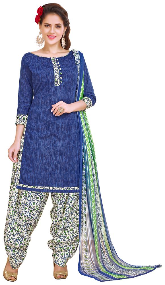 

Swaron Blue Unstitched Kurta with bottom dupatta With dupatta Dress Material