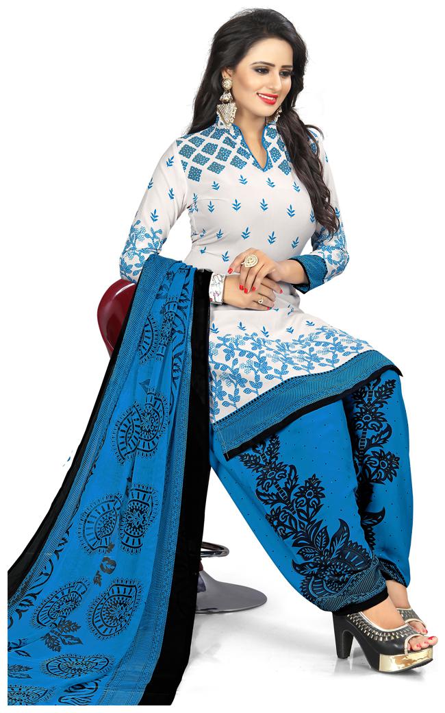 

Swaron White Unstitched Kurta with bottom dupatta With dupatta Dress Material