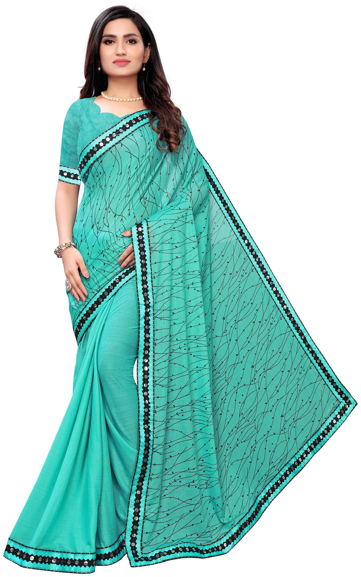

Swaron Women Silk Geometric Saree Blue