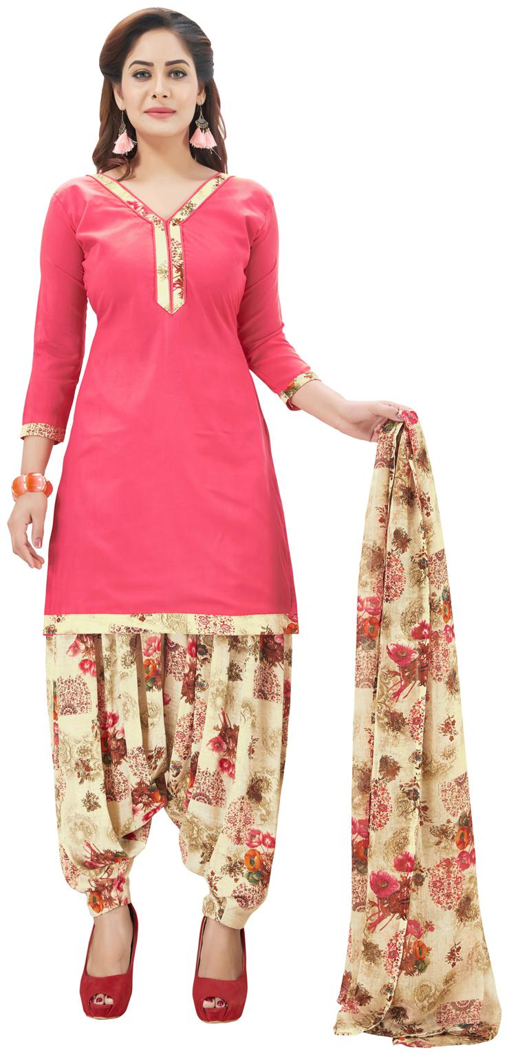 

Swaron Peach Unstitched Kurta with bottom dupatta With dupatta Dress Material