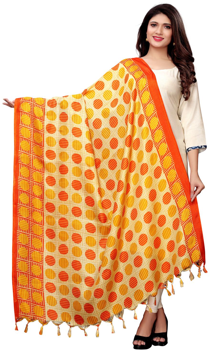 

Swaron Women Silk Printed Dupatta Orange