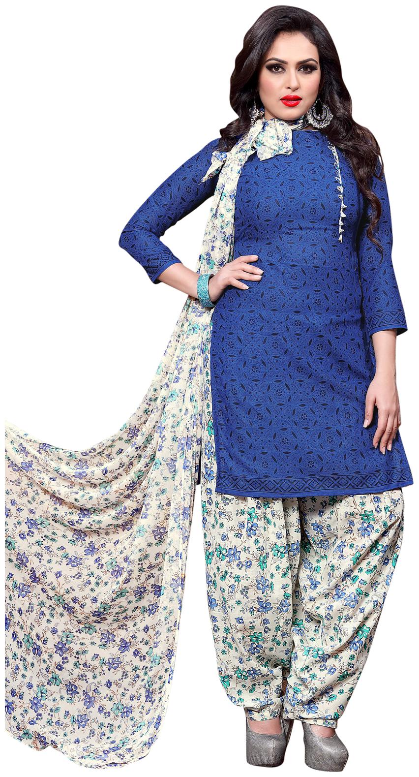 

Swaron Blue Unstitched Kurta with bottom dupatta With dupatta Dress Material
