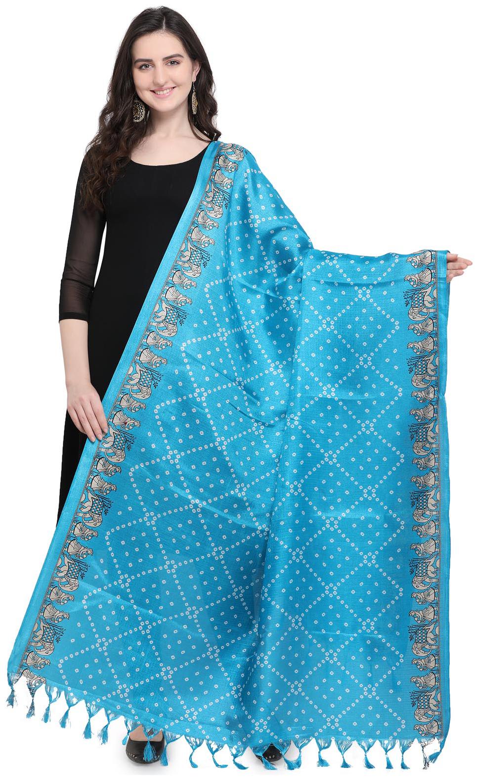 

Swaron Women Silk Printed Dupatta Blue