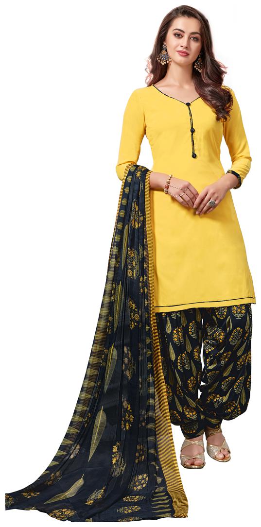 

Swaron Yellow Unstitched Kurta with bottom dupatta With dupatta Dress Material