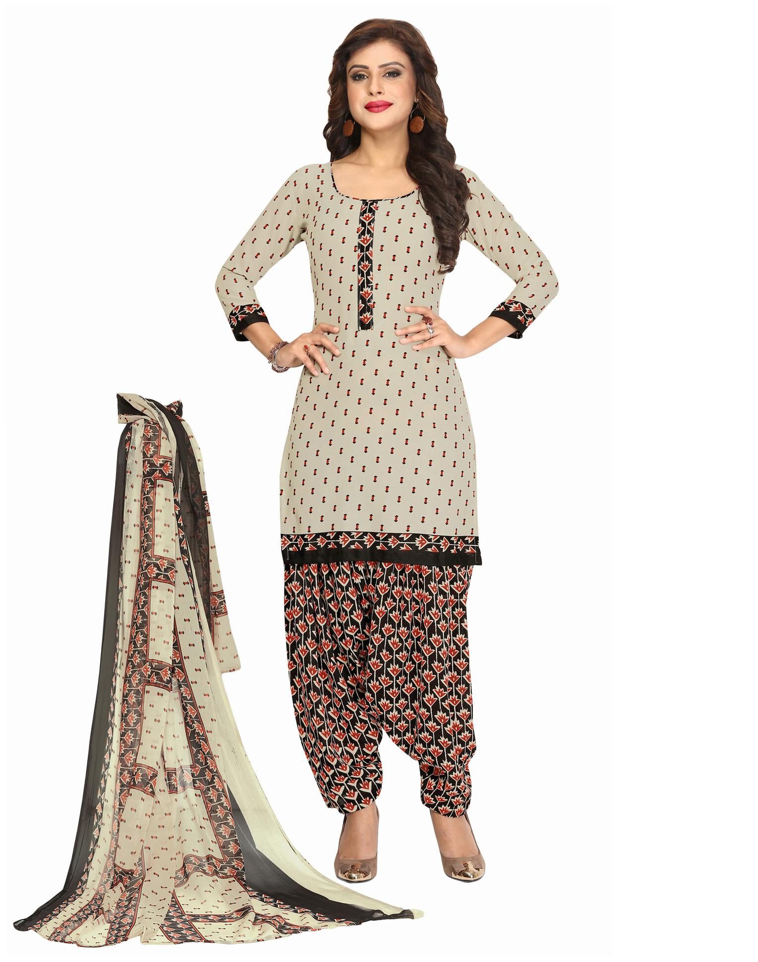 

Swaron Grey Unstitched Kurta with bottom dupatta With dupatta Dress Material