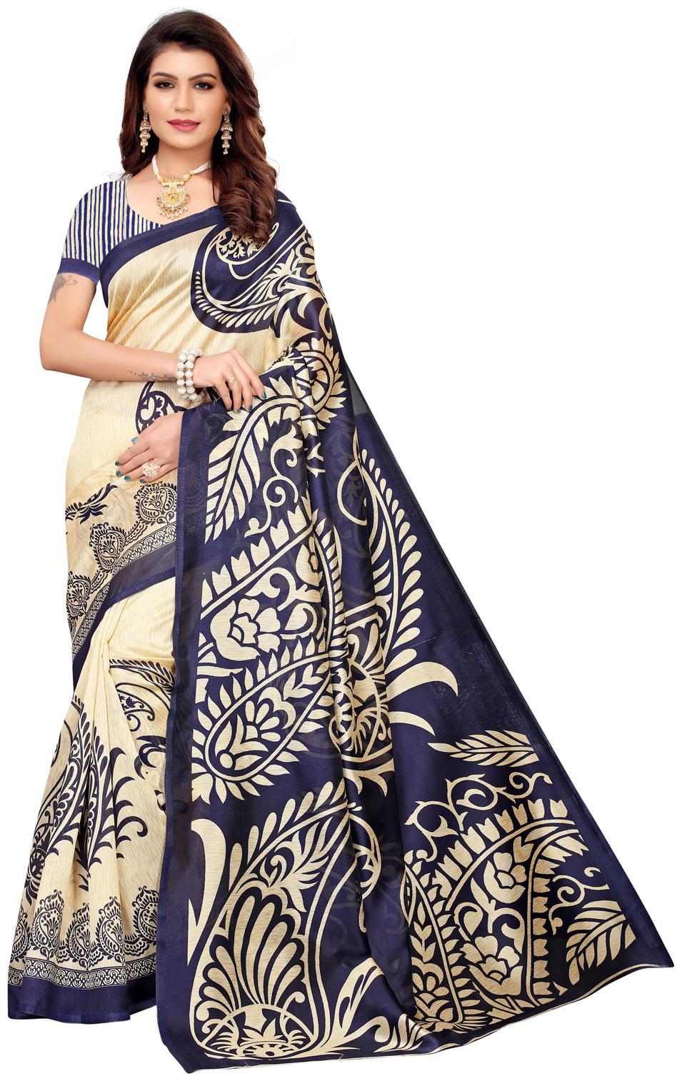 

Swaron Women Artificial Silk Regular Saree Beige