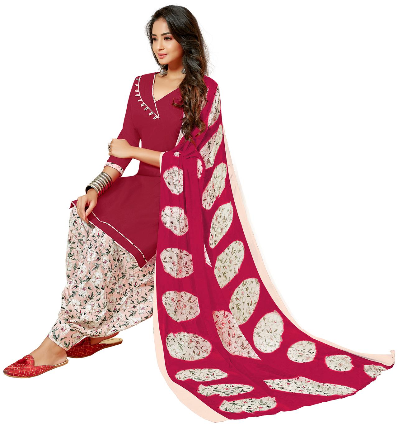 

Swaron Maroon Unstitched Kurta with bottom dupatta With dupatta Dress Material