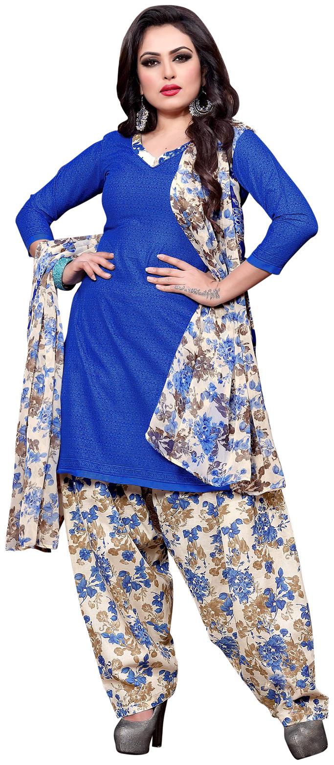 

Swaron Blue Unstitched Kurta with bottom dupatta With dupatta Dress Material