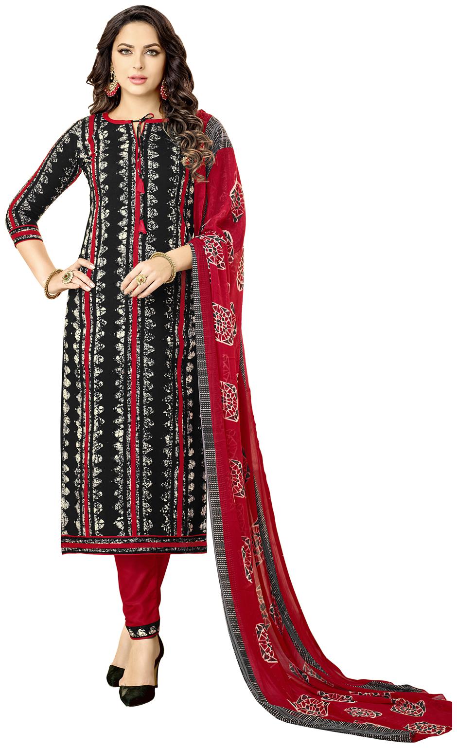 

Swaron Black Unstitched Kurta with bottom dupatta With dupatta Dress Material