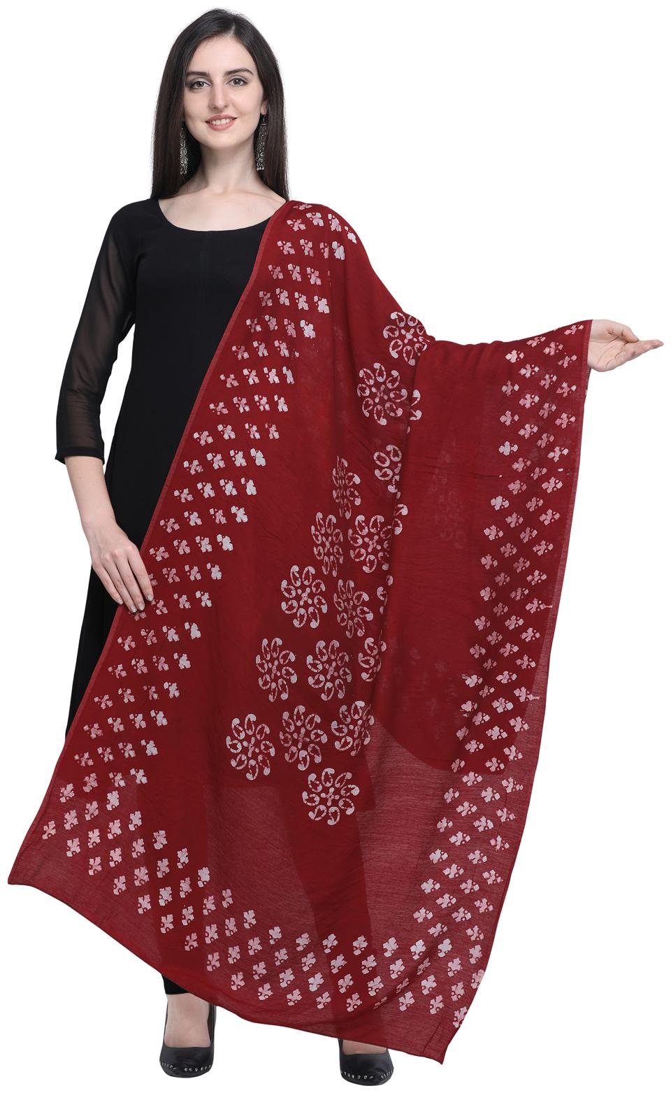 

Swaron Women Cotton Printed Dupatta Maroon