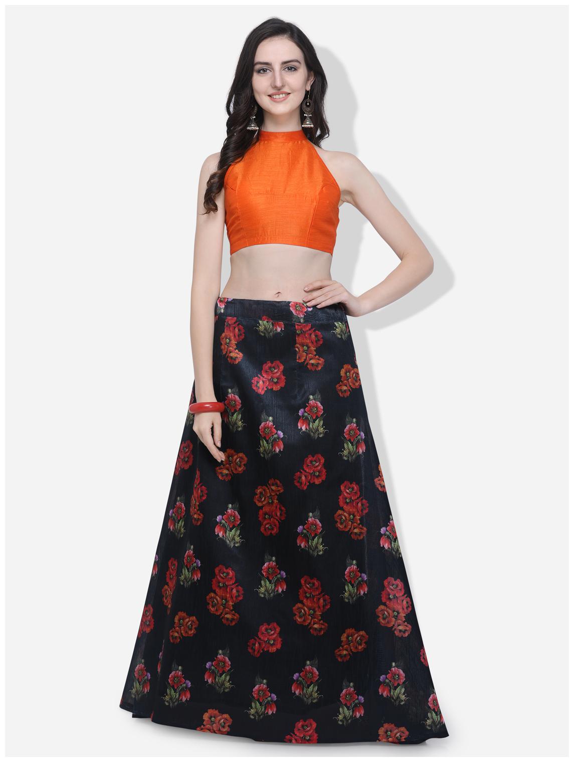 

Swaron Women Silk Lehenga Choli Black