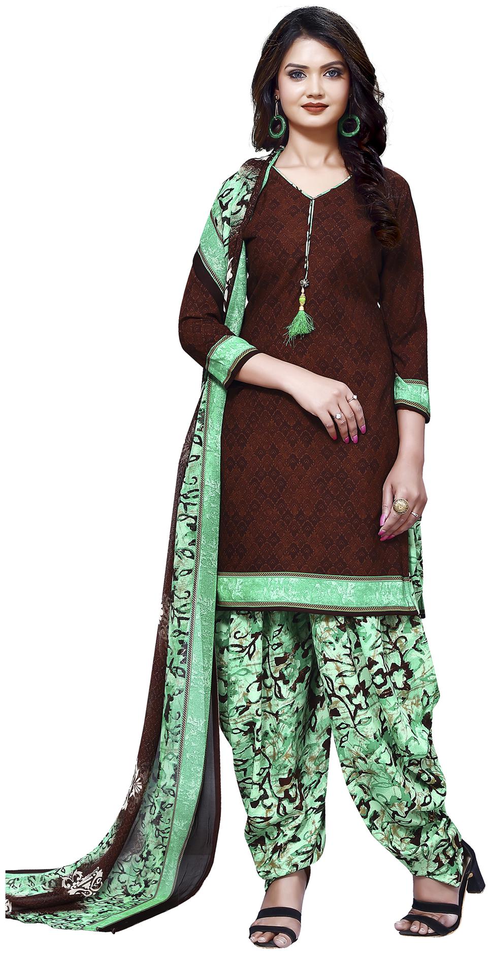 

Swaron Brown Unstitched Kurta with bottom dupatta With dupatta Dress Material