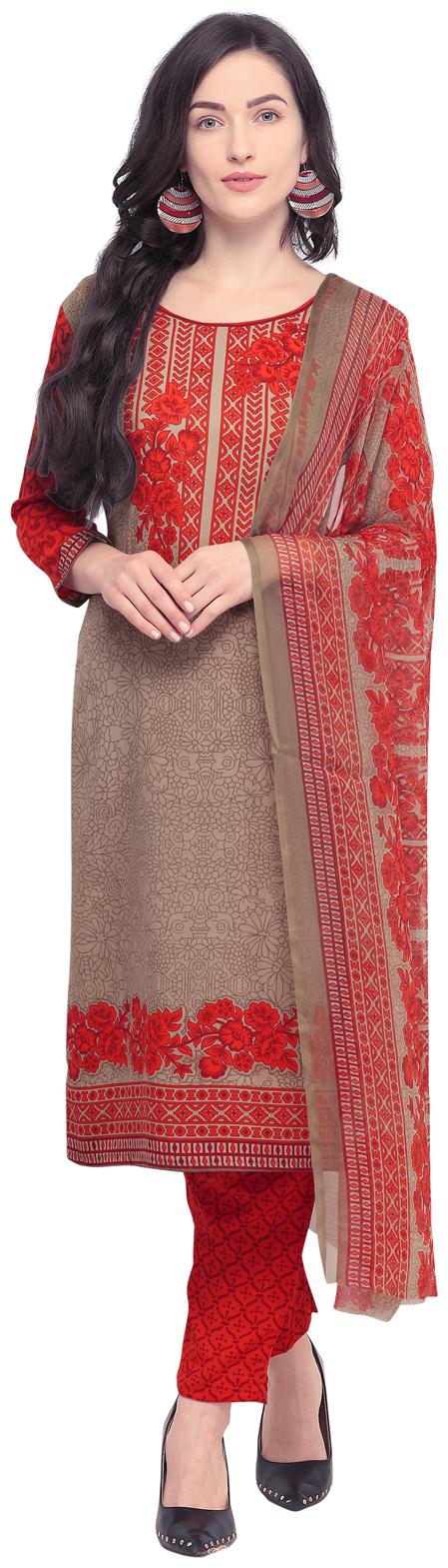 

Swaron Beige Unstitched Kurta with bottom dupatta With dupatta Dress Material