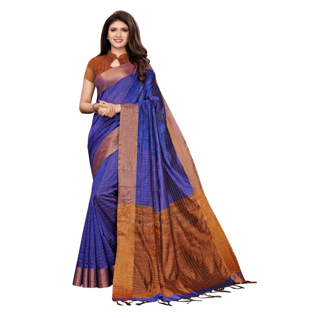 

Swaron Women Chanderi Traditional Saree With Blouse Piece (Blue)