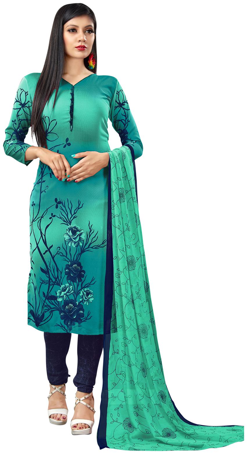 

Swaron Turquoise Unstitched Kurta with bottom dupatta With dupatta Dress Material