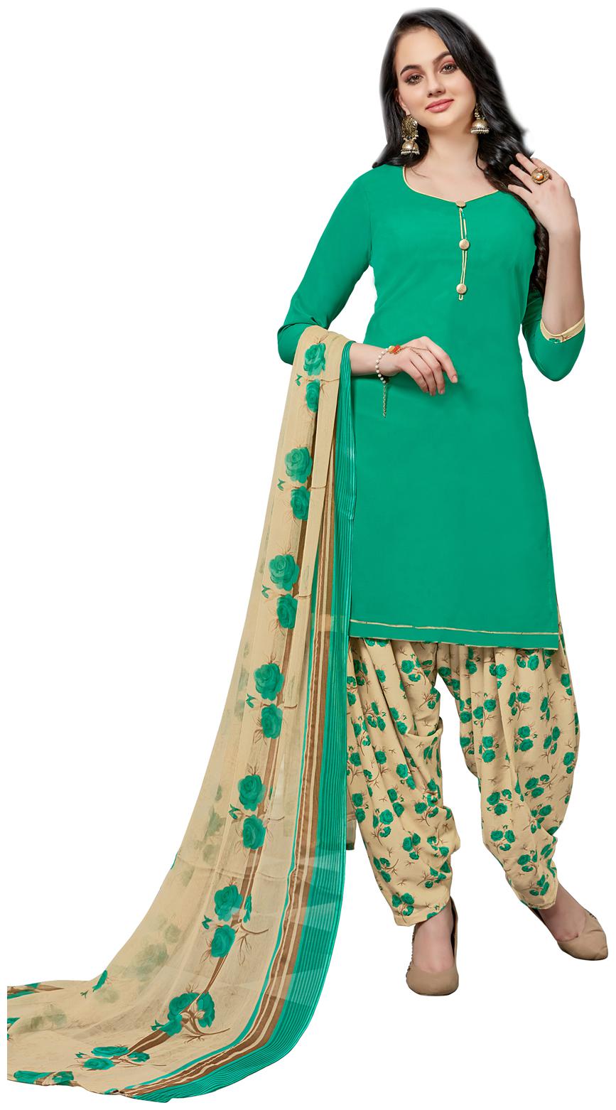 

Swaron Green Unstitched Kurta with bottom dupatta With dupatta Dress Material