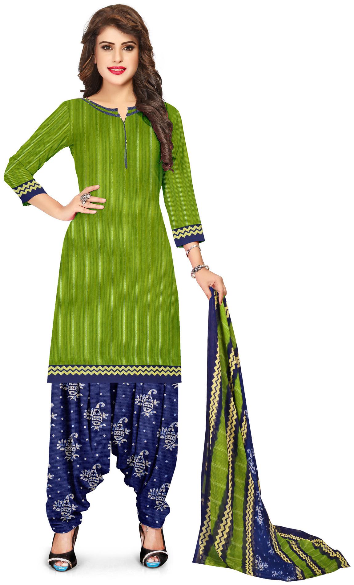 

Swaron Green Unstitched Kurta with bottom dupatta With dupatta Dress Material